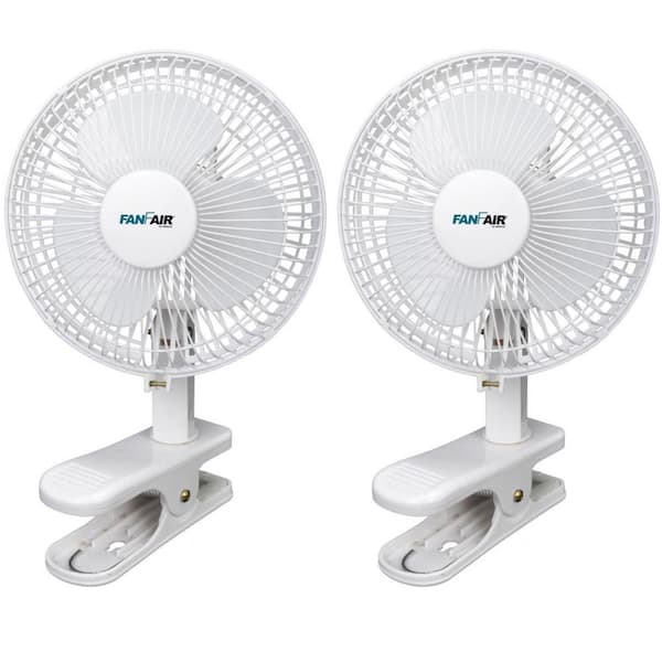 2 PACK 6 in. 2 Speeds Clip Personal Fan in White