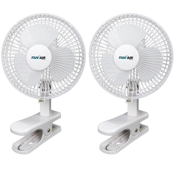 FANFAIR 2 PACK 6 in. 2 Speeds Clip Personal Fan in White