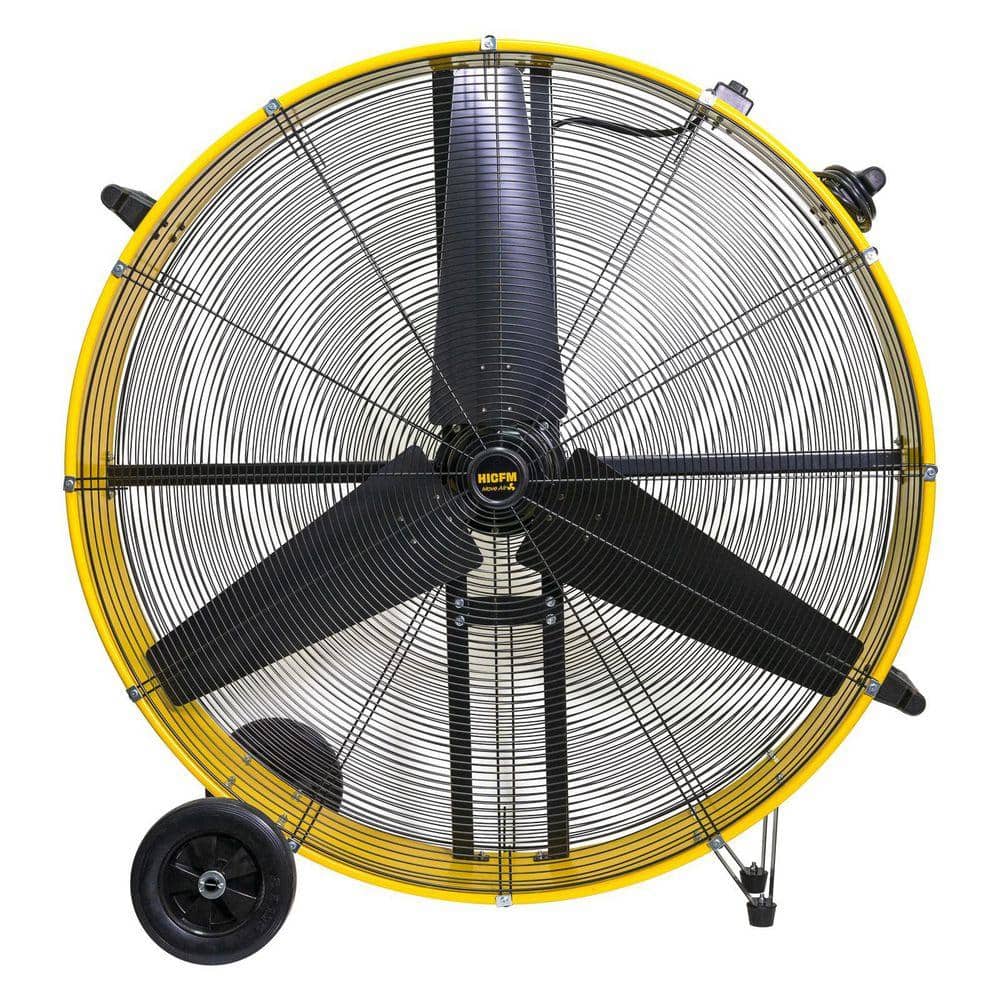 WOCK 42 in. Heavy Duty High Velocity Barrel Floor Drum Fan in Yellow with DC Brushless Motor, 2 Speeds, 27,300 CFM, UL Listed