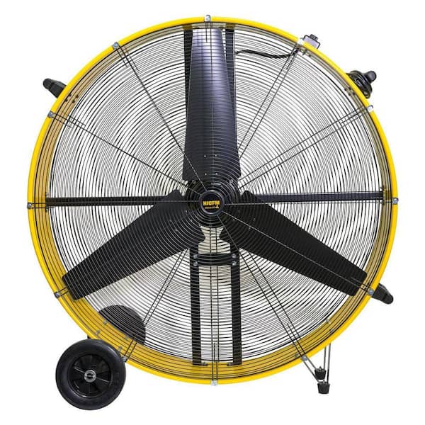 42 in. Heavy Duty High Velocity Barrel Floor Drum Fan in Yellow with DC Brushless Motor, 2 Speeds, 27,300 CFM, UL Listed