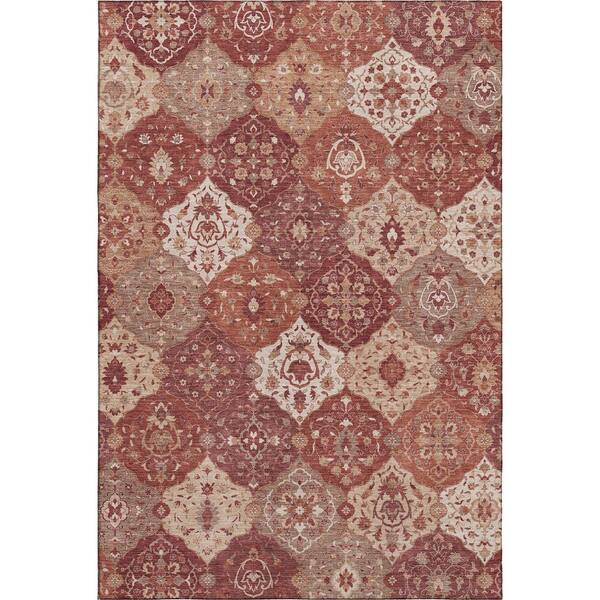Mayfield Premium Machine Washable Abstract AMF2292 Brick 10 ft. x 14 ft. Area Rug