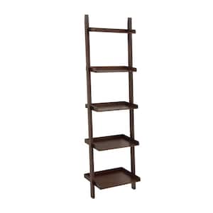69 in. 5 Shelves Wood Stationary Brown Shelving Unit