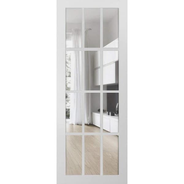 42 in. x 80 in. Solid Wood Clear Glass White Interior Door Slab