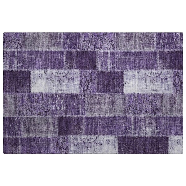Dream Shag Premium Machine Washable Abstract ADS631 Purple 2 ft. x 3 ft. Accent Rug