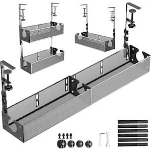 Multi-Model Under Desk 1.25 ft. Cable Management Metal Under Desk Wire Management Clamp Mount Under Table Desk (Black)