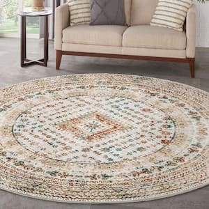 Thalia Beige Multicolor 8 ft. x 8 ft. All-over design Transitional Round Area Rug