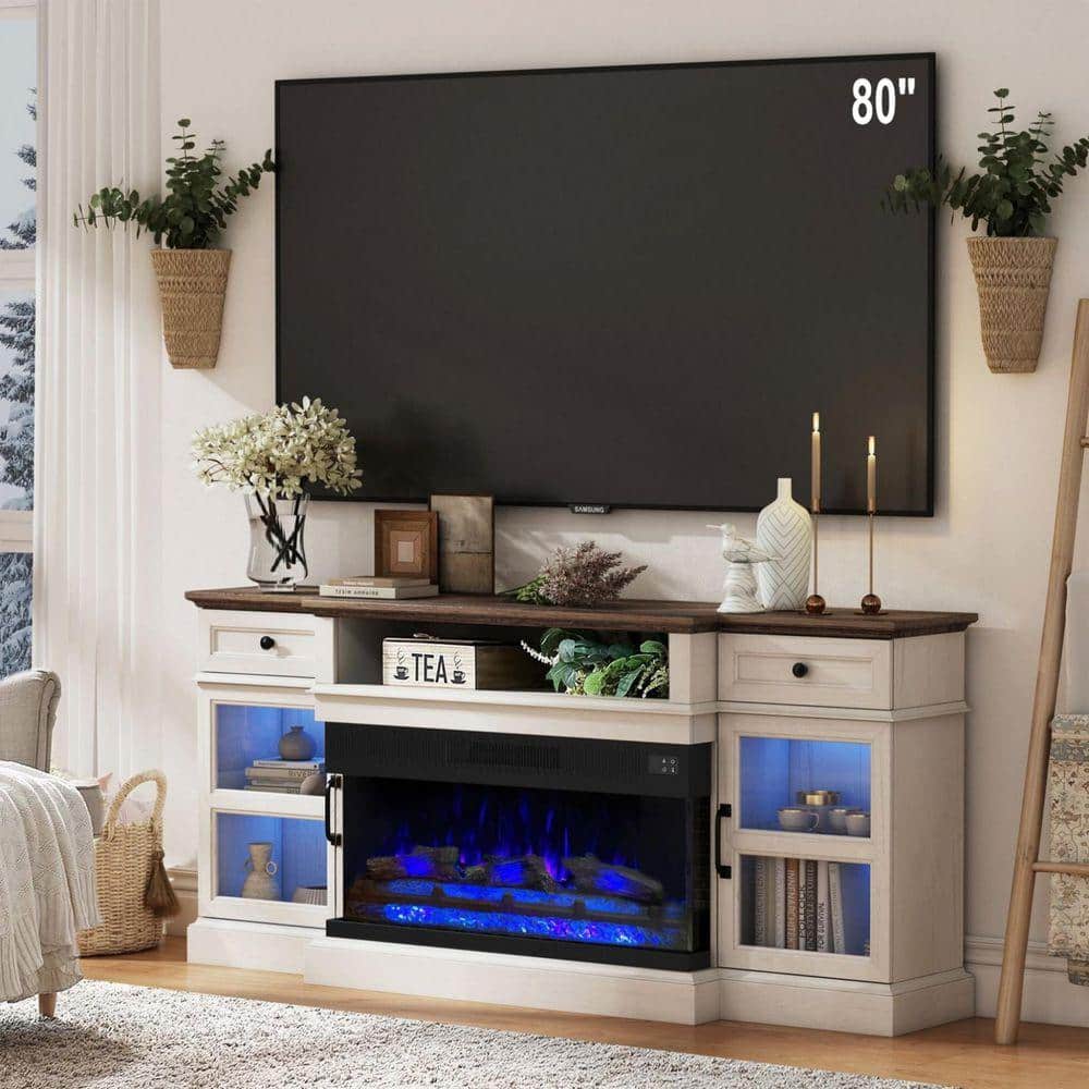 Edendirect 70 in. W Freestanding Electric Fireplace TV Stand with