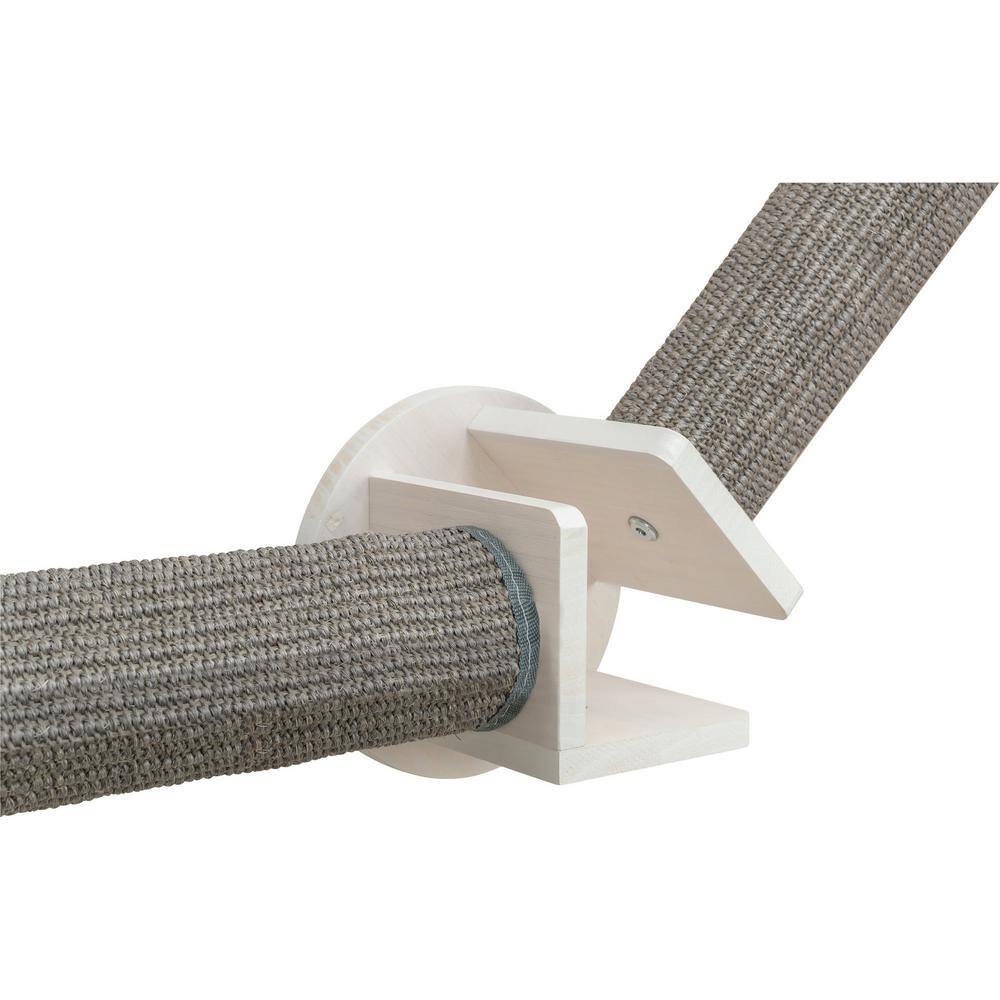 Gray and White Wall-Mounted Sisal Cat Scratching Post System