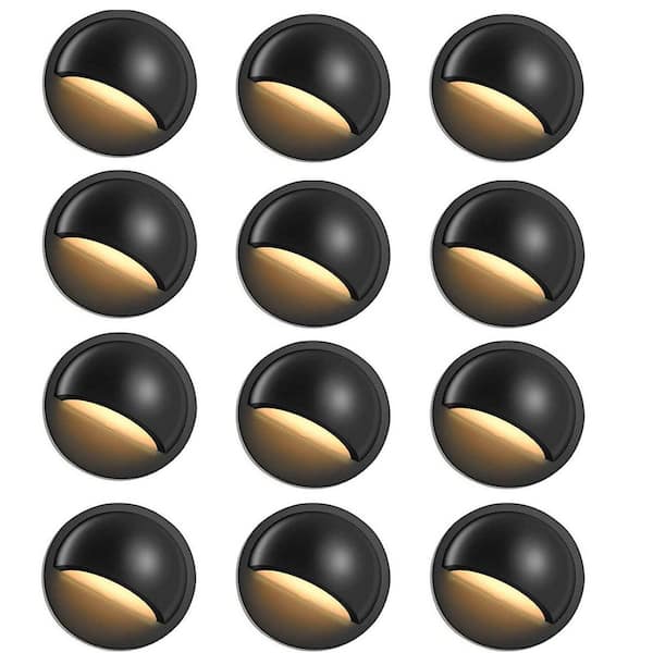 IP67 Waterproof 220 Lumen Black Integrated LED Hardwired Step Stair Light 12-36V Aluminum Deck Landscape light 12-Packs