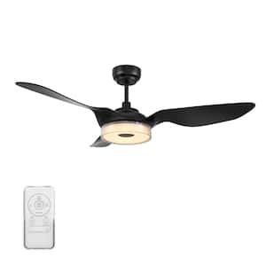 Finley II 52 in. Dimmable LED Indoor Black Smart Ceiling Fan with Light and Remote, Works with Alexa and Google Home