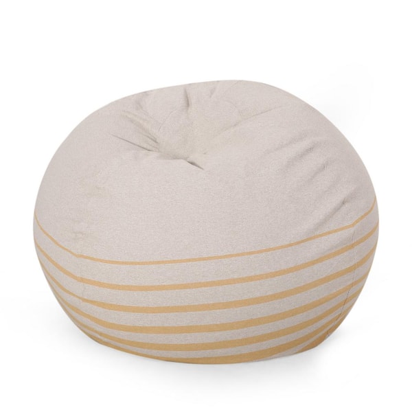 Noble House Guill Natural and Yellow Fabric 5-Foot Striped Bean Bag