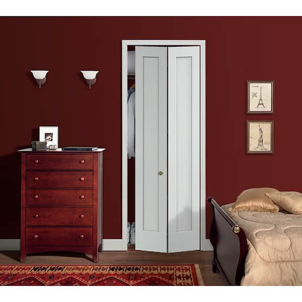 32 in. x 96 in. Madison White Painted Smooth Molded Composite Closet Bi-fold Door