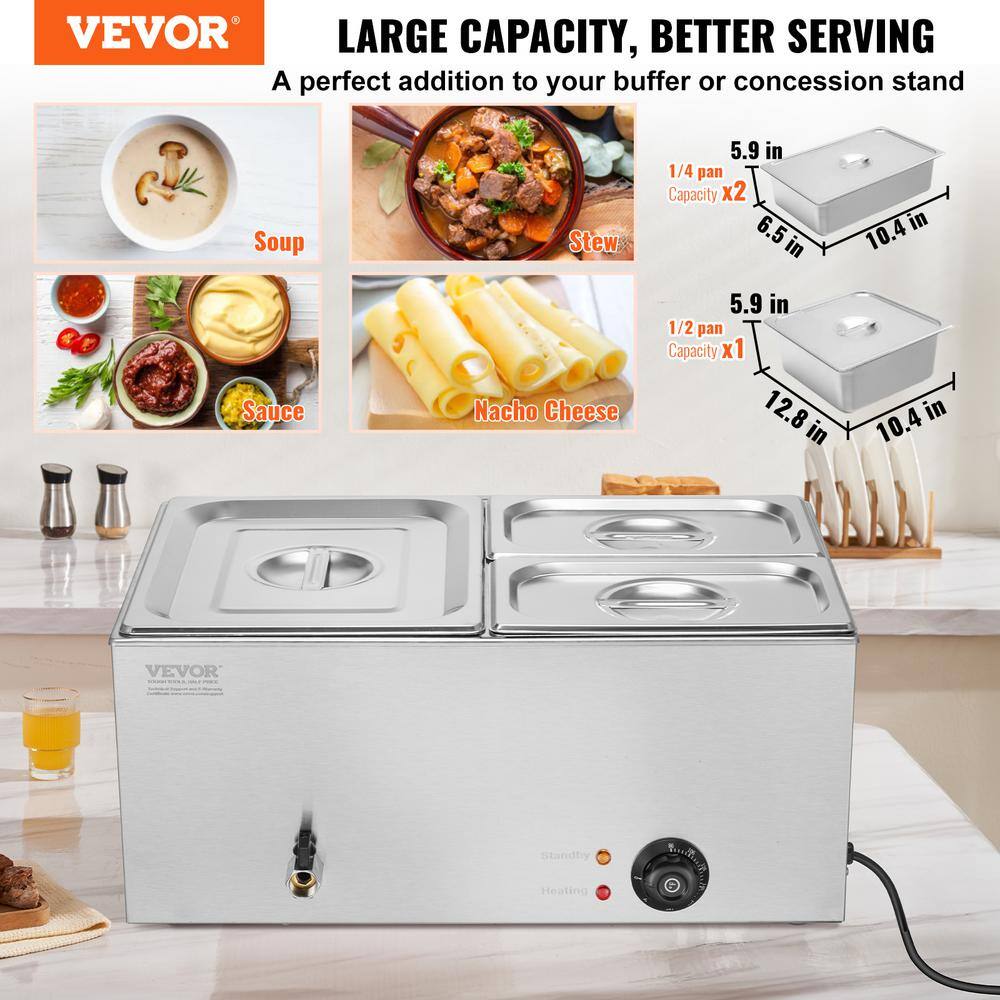 Professional Stainless Steel 3-Pan Electric Food Warmer