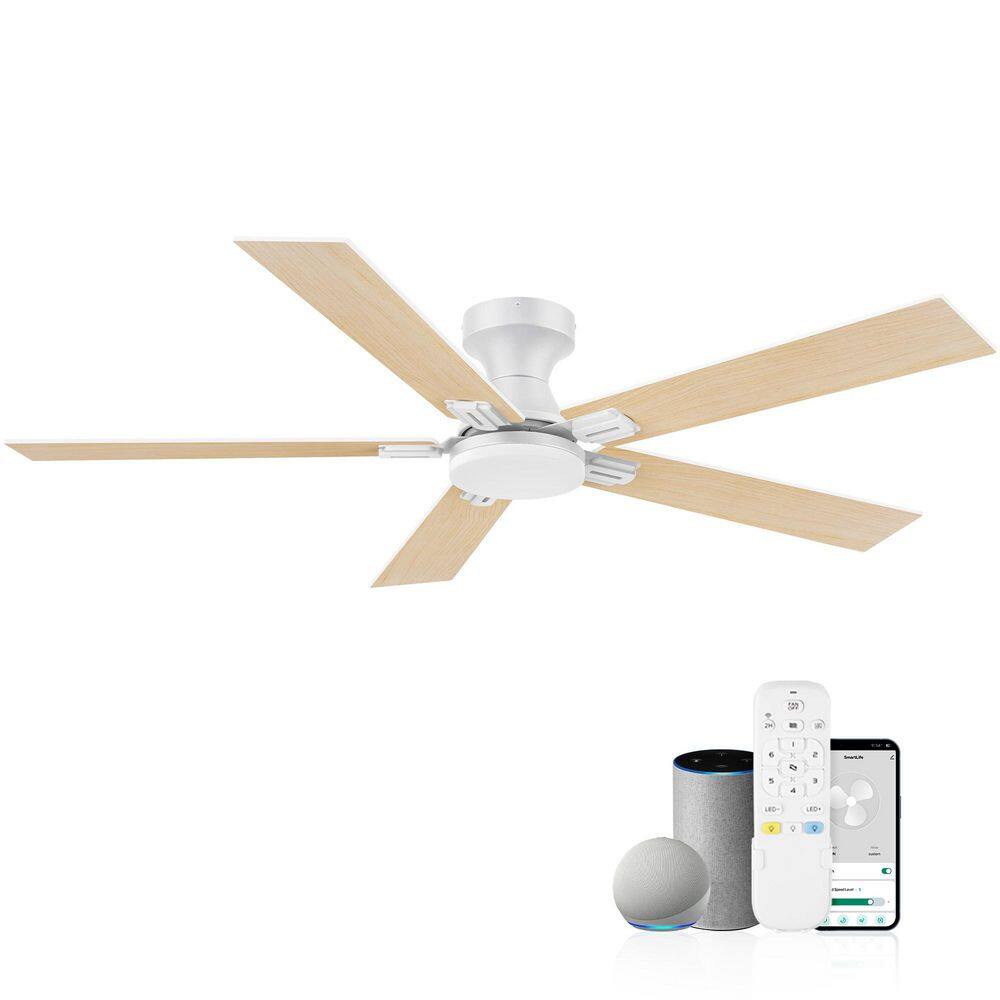 52 in. Smart Outdoor Indoor White Ceiling Fan with LED Lights, Remote, Voice Control via Alexa, Dimmable, 6 speeds price history on PriceWatchPro