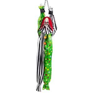 Animated Shaking Clown with Sound Hanging Halloween Decoration - 5 ft.