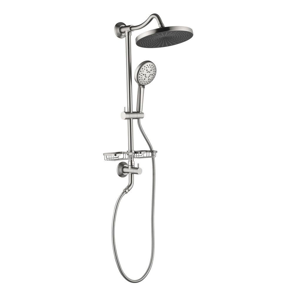 4-Spray Patterns Wall Mount Dual Shower Head Fixed and Handheld Shower Head 1.8 GPM in Brushed Nickel price history on PriceWatchPro