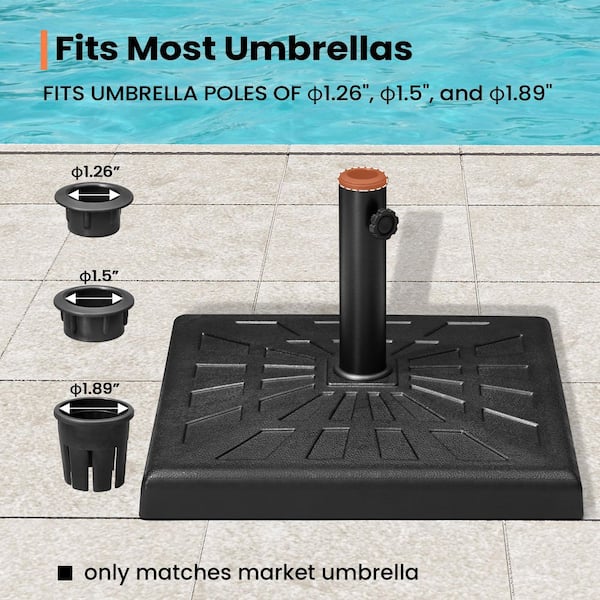 43 lbs. Outdoor Heavy Duty Square Resin and Metal Patio Umbrella Base Stand in Black for Market Umbrella, Table Umbrella