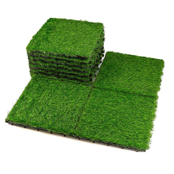 Pro Space 12 in. x 12 in. Interlocking Flooring Tiles Tufted Grass Deck Tile Green (10-Pack)