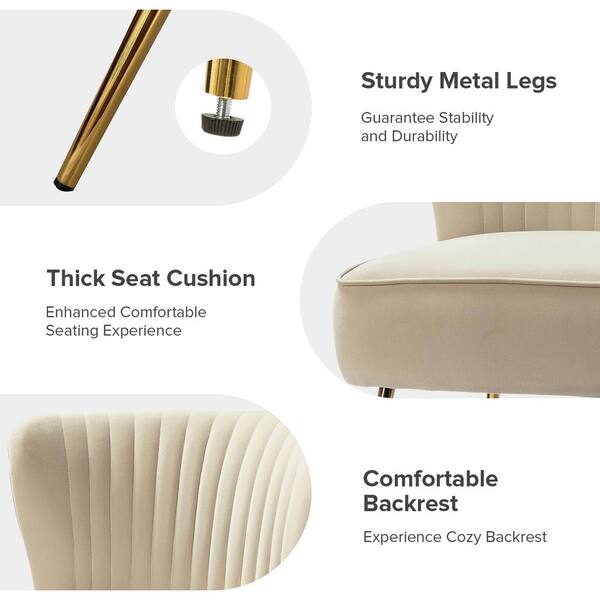 JAYDEN CREATION Monica Modern Tan Velvet Comfy Living Room