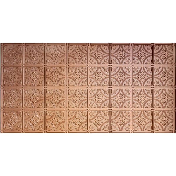 Global Specialty Products Dimensions Faux 2 ft. x 4 ft. Tin Style Ceiling and Wall Tiles in Copper