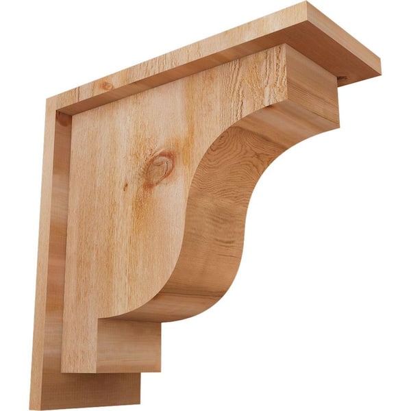 Ekena Millwork 6 in. x 14 in. x 14 in. Western Red Cedar Newport Rough Sawn Corbel with Backplate