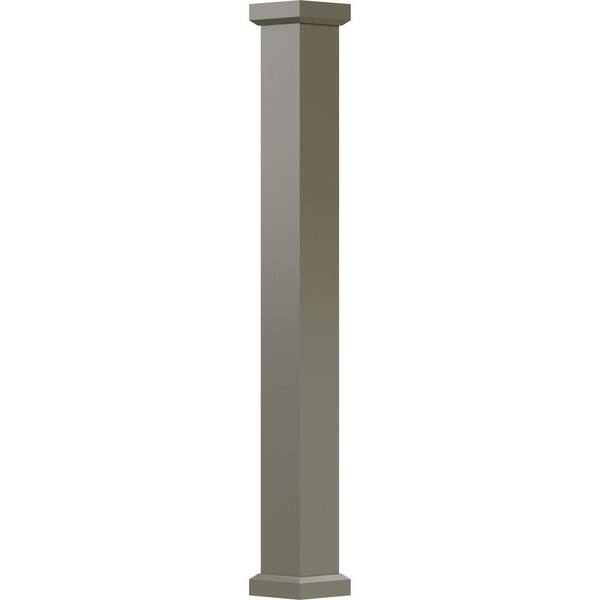 AFCO 8' x 7-1/4" Endura-Aluminum Empire Style Column, Square Shaft (For Post Wrap Installation), Non-Tapered, Clay