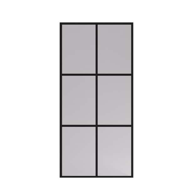 Vista 34 in. W x 72 in. H Fixed Framed Shower Door in Matte Black Finish with Patterned Glass
