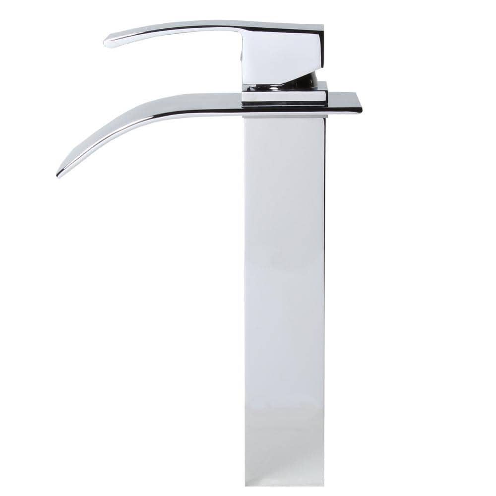 Polished Chrome Single-Handle Waterfall Vessel Sink Faucet