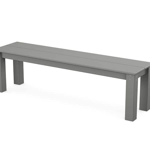 POLYWOOD Parsons Slate Grey HDPE Plastic Outdoor 60 in. Bench