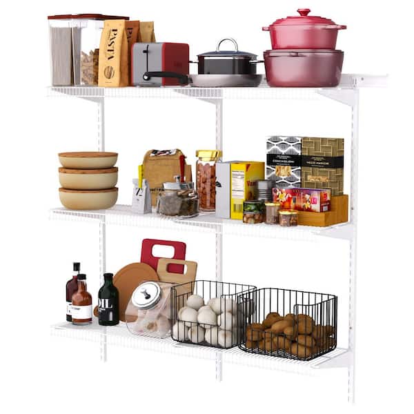 ClosetMaid 12 in. D x 36 in. W x 54 in. H White Wire Fixed Mount Pantry  Closet Kit With Baskets 17861 - The Home Depot