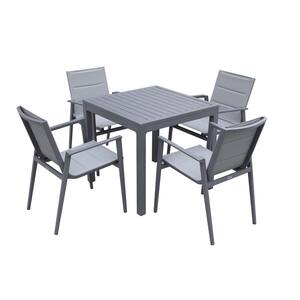 5-Pieces Modern Muse Aluminum Patio Dining Table and Chair