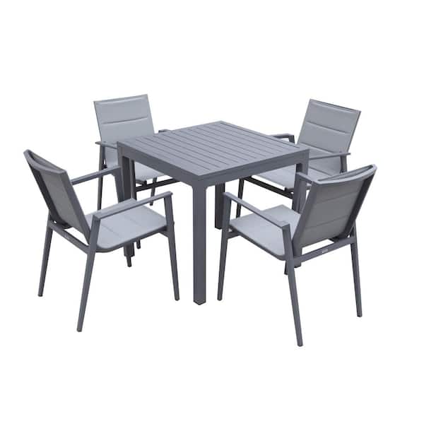 Afoxsos 5-Pieces Modern Muse Aluminum Patio Dining Table and Chair