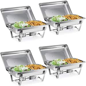 8 QT. 2-Pan Stainless Steel Rectangle Chafing Dish Buffet Catering Warmer Set 4-Piece