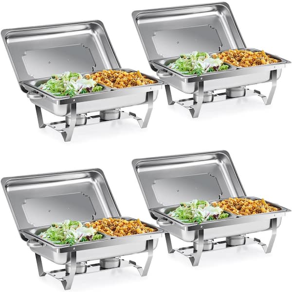 8 QT. 2-Pan Stainless Steel Rectangle Chafing Dish Buffet Catering Warmer Set 4-Piece
