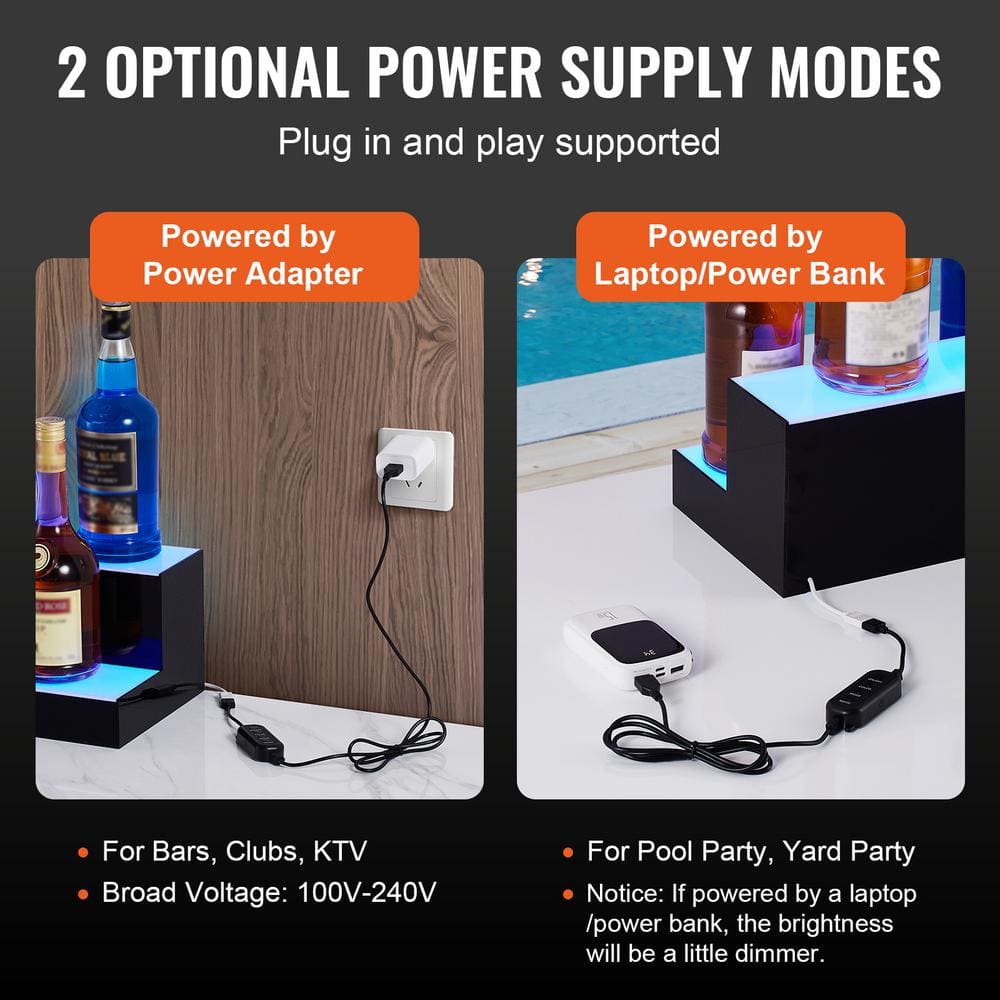 48 Inch Multicolor LED Lighted Acrylic Liquor Bottle Display Shelf