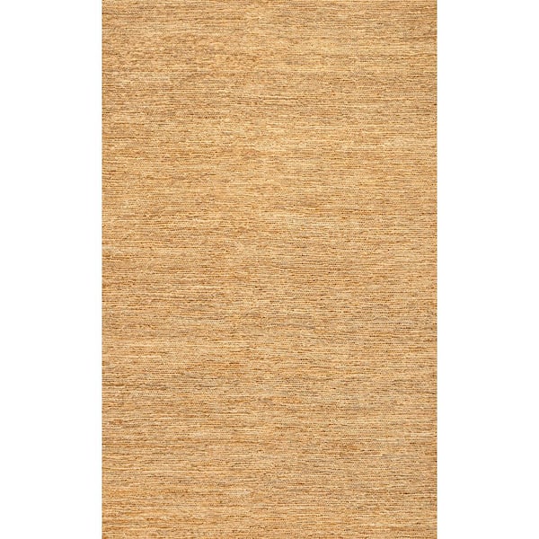 Griffin Rustic Farmhouse Woven Jute Solid Natural 3 ft. x 5 ft. Area Rug