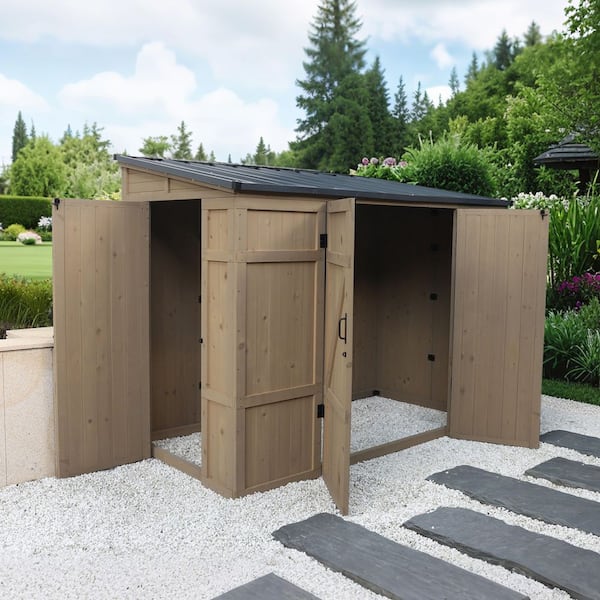 8 ft. W x 4 ft. D Outdoor Storage Lean-to Wood Shed with Sloped Roof and Lockable Doors (32 sq. ft)
