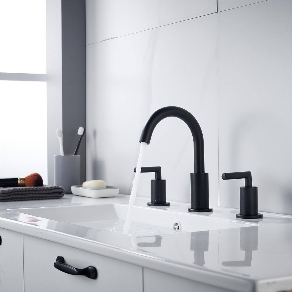 Matte Black Brass 8-inch Widespread Bathroom Faucet