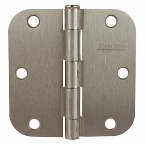3-1/2 in. Satin Nickel Steel Door Hinge 5/8 in. Corner Radius with Screws (12-Pack)