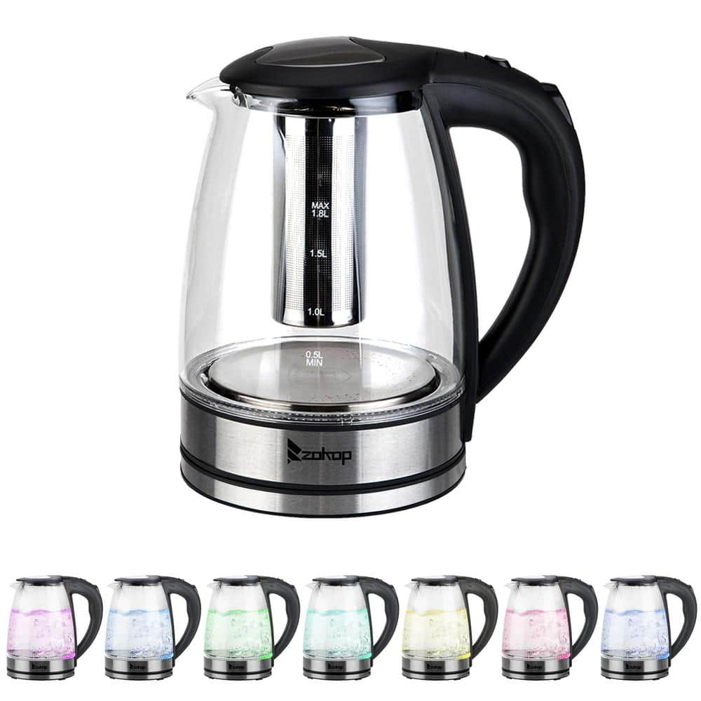 1.7-Liter Electric Glass Kettle with Color Changing LED Indicators