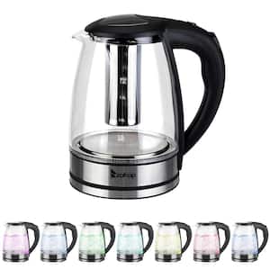 7.5-Cup Glass and Stainless Steel Electric Kettle with 7-LED Lights