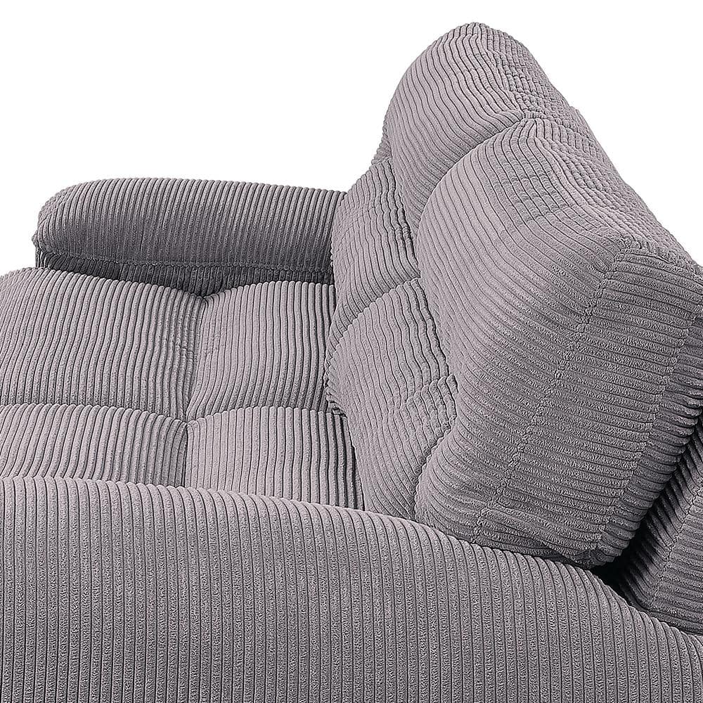 Gray Microfiber Two-Piece Tufted Loveseat with Rolled Arms