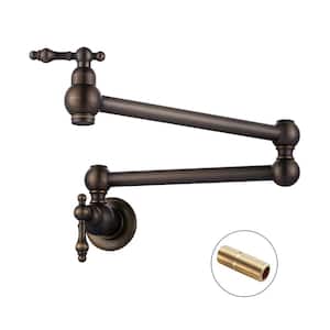 Wall Mounted Pot Filler with Double Handle in Antique Bronze
