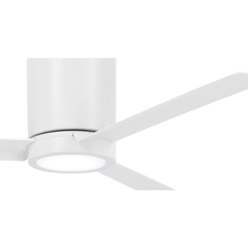 52" Flat White LED Hugger Ceiling Fan with Remote