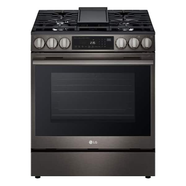 30 in. 5 Burners Slide in Gas Range in Black Stainless Steel with ProBake Convection