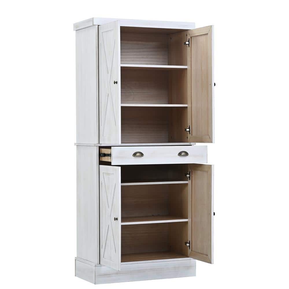 30.3 in. W x 15.7 in. D x 69.3 in. H White Bathroom Linen Cabinet