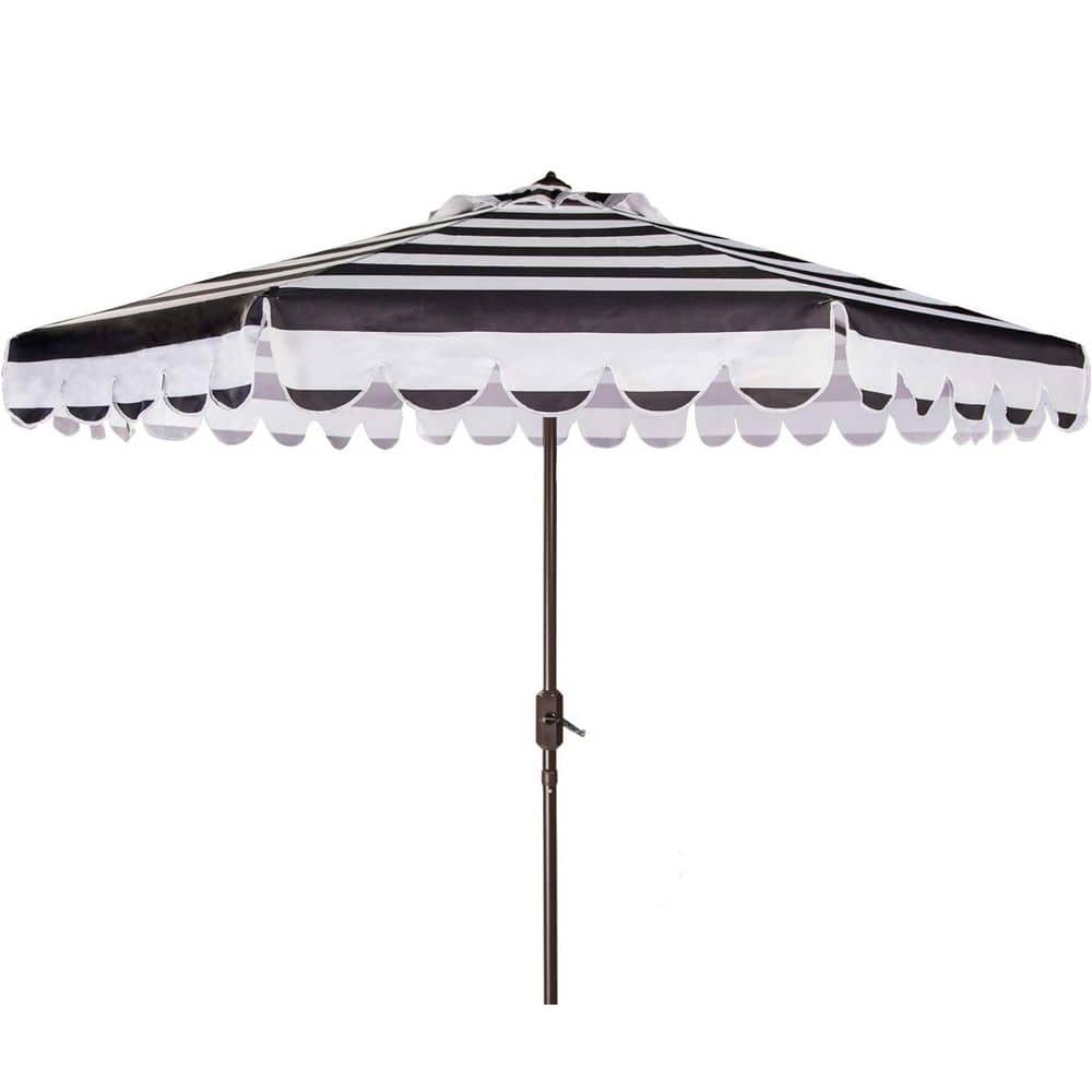 9 ft. Aluminum Market Tilt Patio Umbrella in Black and White Striped