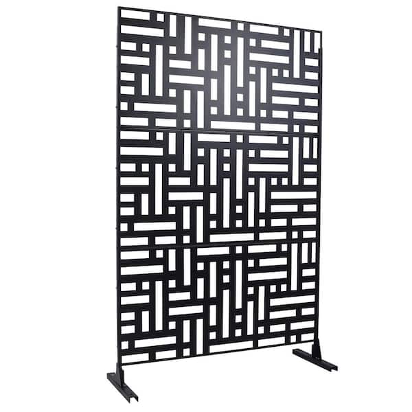 6.3 ft. H x 4 ft. W Black Outdoor Privacy Screen Metal Garden Fence Panels Freestanding Decorative Screen Panel