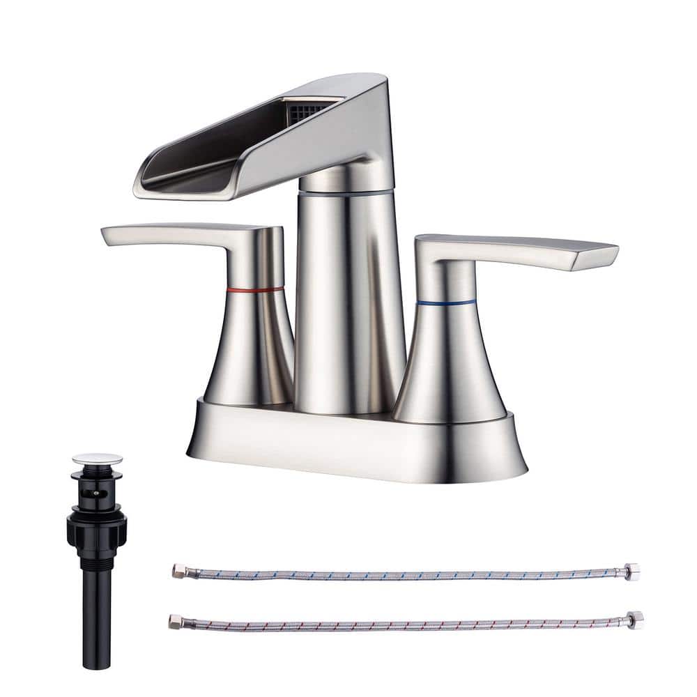 RAINLEX Waterfall 4 in. Centerset 2-Handle Lavatory Bathroom Faucet ...