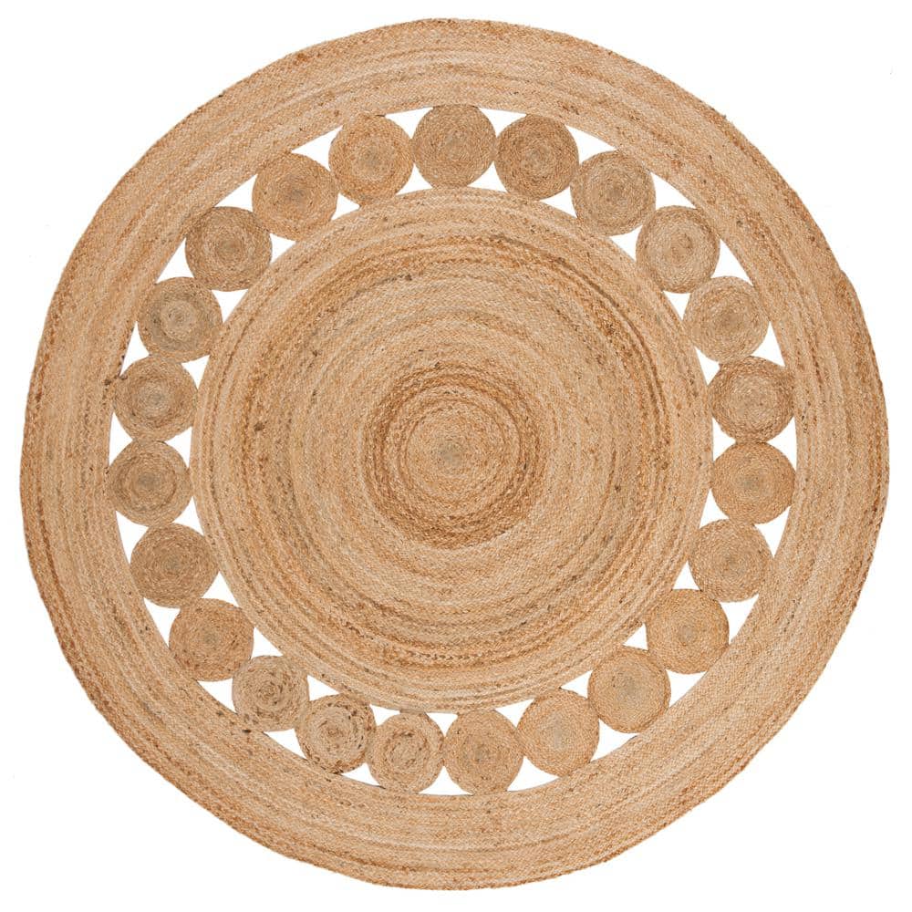 Hand-Knotted Artisan Jute 9' Round Rug in Natural Tone